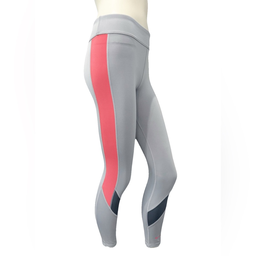 Nike One Girls Dri-FIT Leggings Kids L Gray Pink Black Colorblock Training NWT